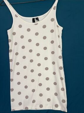 Cynthia Rowley White Tank with Taupe Dot